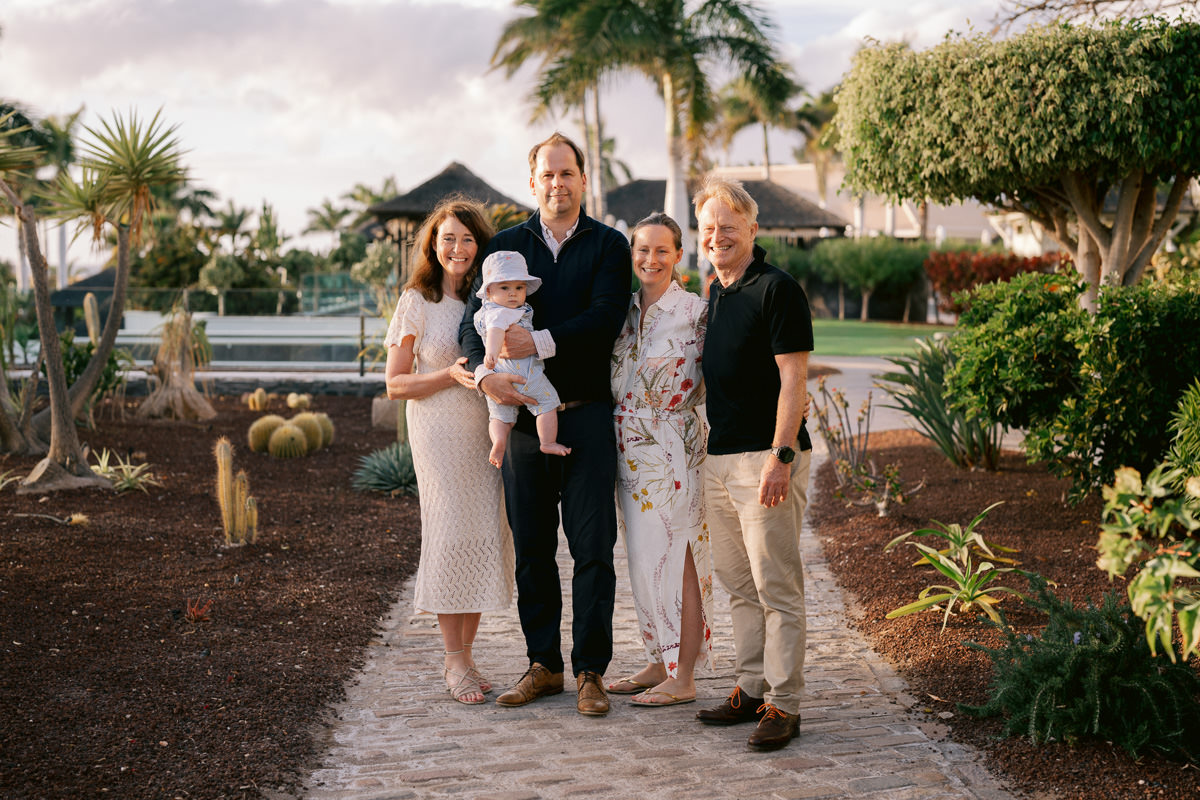 Happy family having a photo session in Gran Melia hotel in Tenerife
