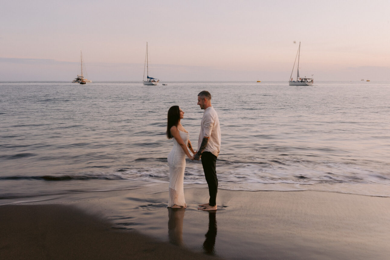 Couple photographed on the beach in Tenerife for their honeymoon